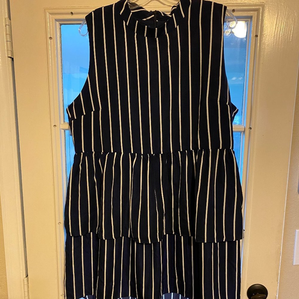 Blue and white stripped dress